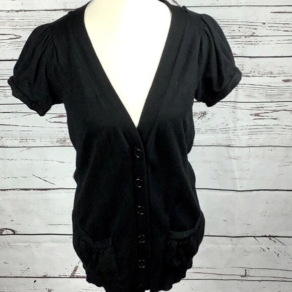 AB Studio Black Button Down Cardigan - Picture 1 of 3
